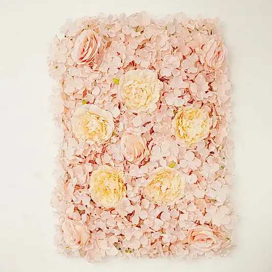 Faux Flower Wall Panel | Blush Tones | Dried Flowers