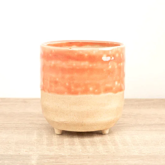 Titan Glaze Pot With Feet | Orange | Pots & Planters
