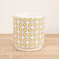Retro Geometric Pot | Mustard - Ceramic Plant Pot