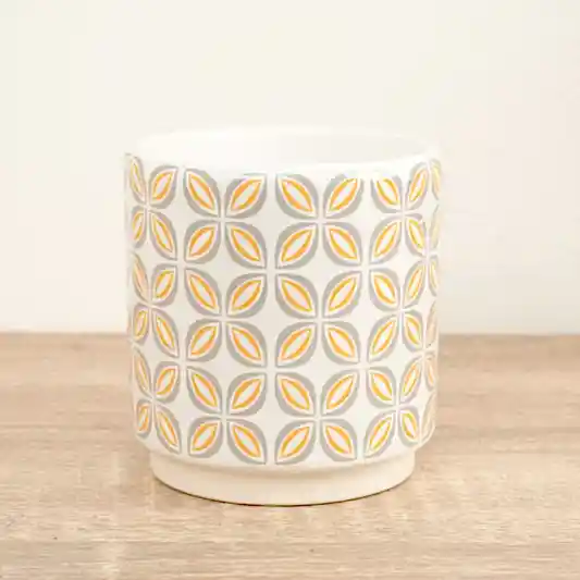 Retro Geometric Pot | Mustard | Pots & Planters
