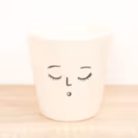 Sleepy Face Pot | White - Ceramic Plant Pot