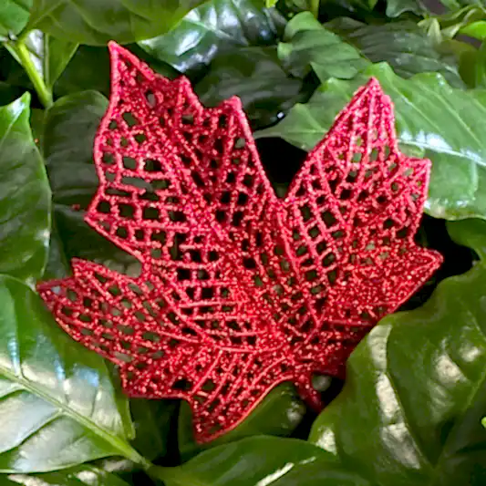 Sparkle Red Maple Leaf | Decorative Plant Pot Accessory | Gardening Accessories