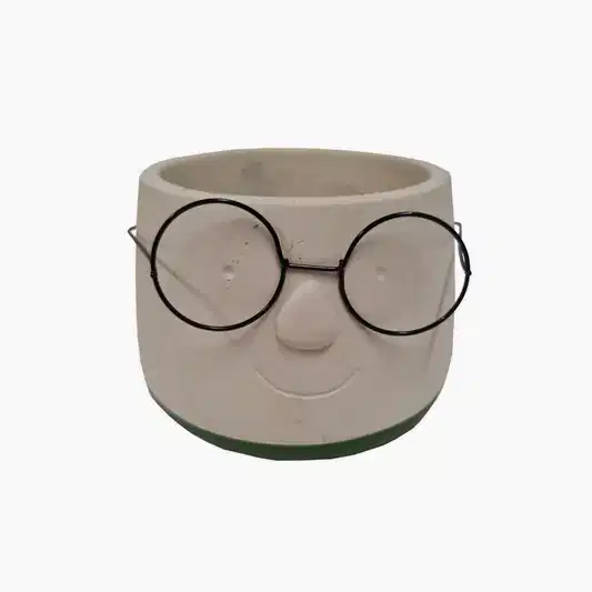 Happy Plant Pot with Glasses | Green | Pots & Planters