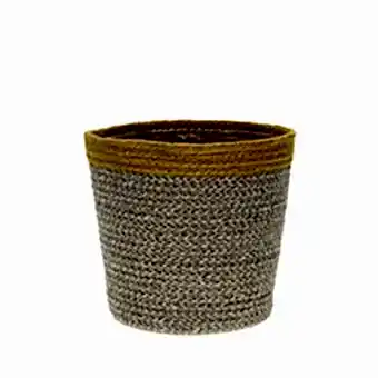 Hessian Lined Pot | Yellow Stripe | Pots & Planters
