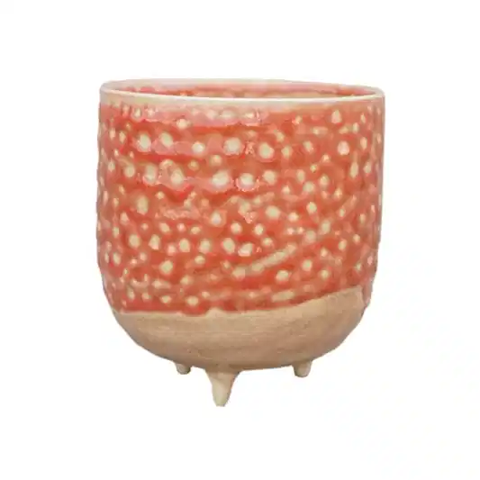 Titan Glaze Pot With Feet | Orange | Pots & Planters