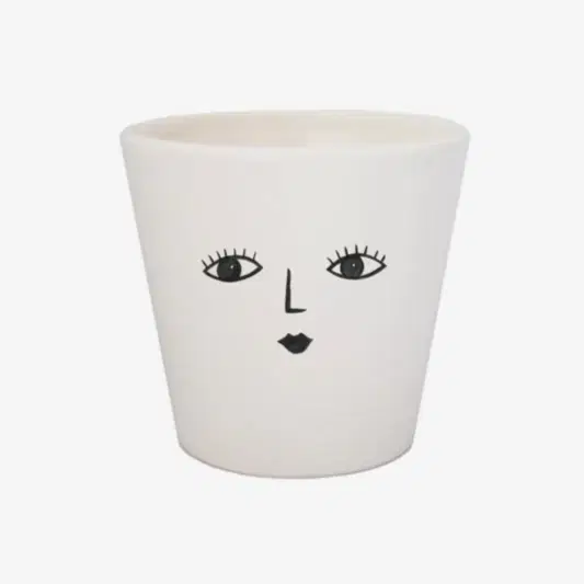 Wakey Face Pot | White | Pots & Planters